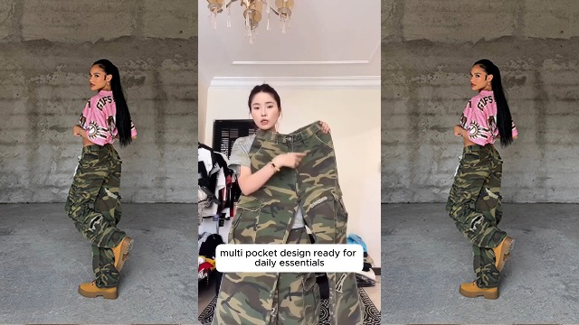 Amazon.com: thesupermade Cargo Pants Camo Baggy Streetwear Wide